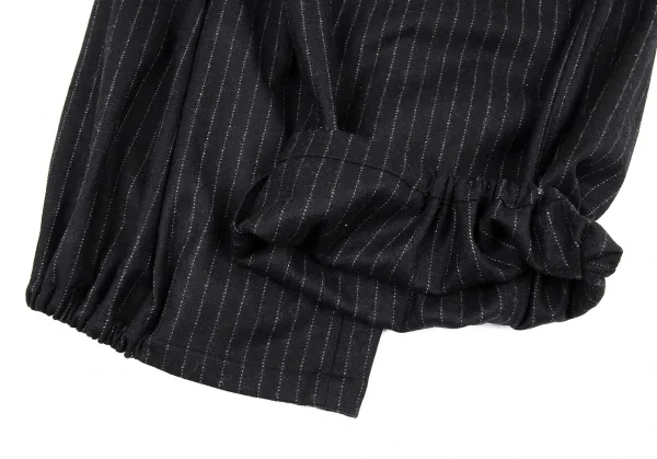 ブラックコムデギャルソンBLACK COMME des GARCONS ピンストライプ裾ハーフゴムワイドパンツ 黒S K-91431_008