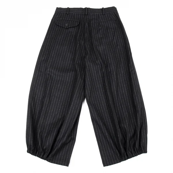 ブラックコムデギャルソンBLACK COMME des GARCONS ピンストライプ裾ハーフゴムワイドパンツ 黒S K-91431_009