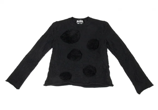 ブラックコムデギャルソンBLACK COMME des GARCONS パイルドットウールカットソー 黒S K-91436_002