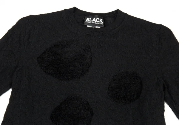 ブラックコムデギャルソンBLACK COMME des GARCONS パイルドットウールカットソー 黒S K-91436_003