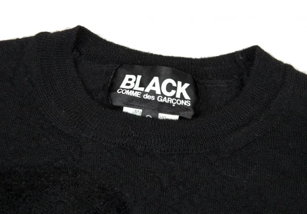 ブラックコムデギャルソンBLACK COMME des GARCONS パイルドットウールカットソー 黒S K-91436_004