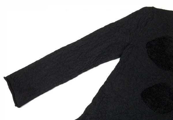 ブラックコムデギャルソンBLACK COMME des GARCONS パイルドットウールカットソー 黒S K-91436_005