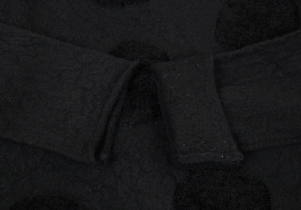 ブラックコムデギャルソンBLACK COMME des GARCONS パイルドットウールカットソー 黒S K-91436_006