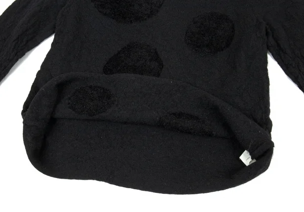 ブラックコムデギャルソンBLACK COMME des GARCONS パイルドットウールカットソー 黒S K-91436_009