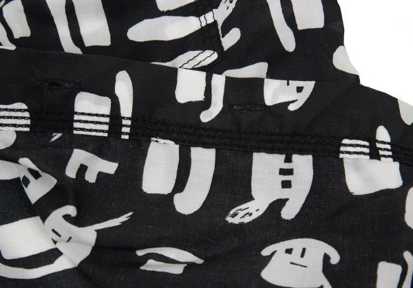 ブラックコムデギャルソンBLACK COMME des GARCONS ハット総柄プリントパッカリングシャツ 黒白XS位 K-91438_011