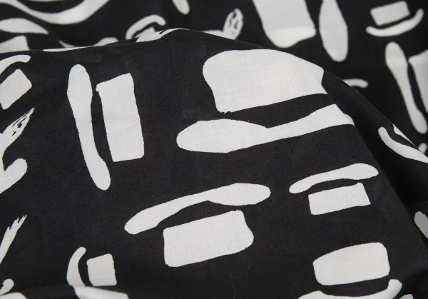 ブラックコムデギャルソンBLACK COMME des GARCONS ハット総柄プリントパッカリングシャツ 黒白XS位 K-91438_015