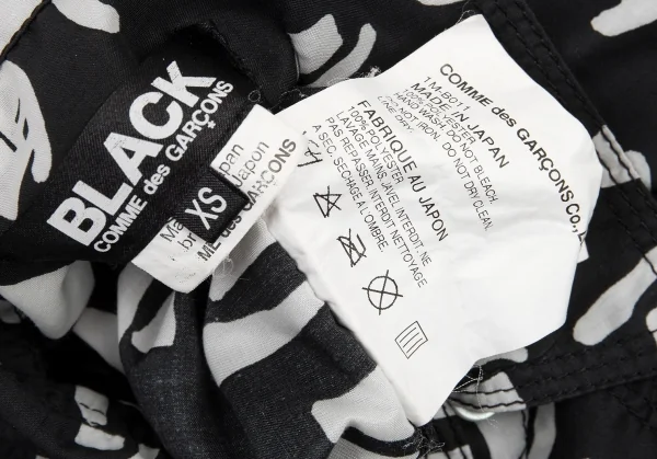 ブラックコムデギャルソンBLACK COMME des GARCONS ハット総柄プリントパッカリングシャツ 黒白XS位 K-91438_016