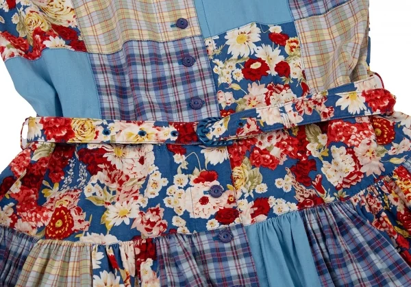 PINK HOUSE Plaid Patch Floral Dress K-91449_010