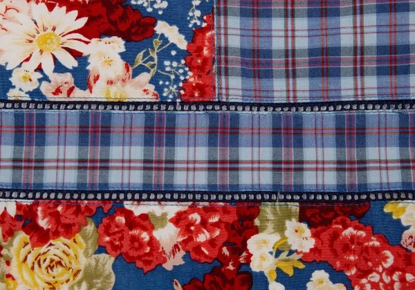 PINK HOUSE Plaid Patch Floral Dress K-91449_018