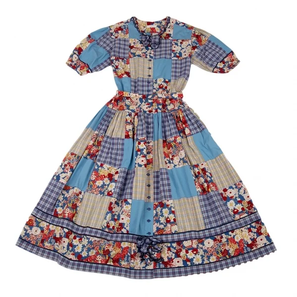 PINK HOUSE Plaid Patch Floral Dress K-91449_002