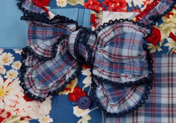 PINK HOUSE Plaid Patch Floral Dress K-91449_004