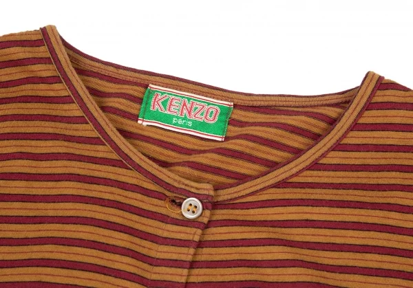 ケンゾーKENZO コットン天竺ボーダーカーディガン からしM位 K-91486_004