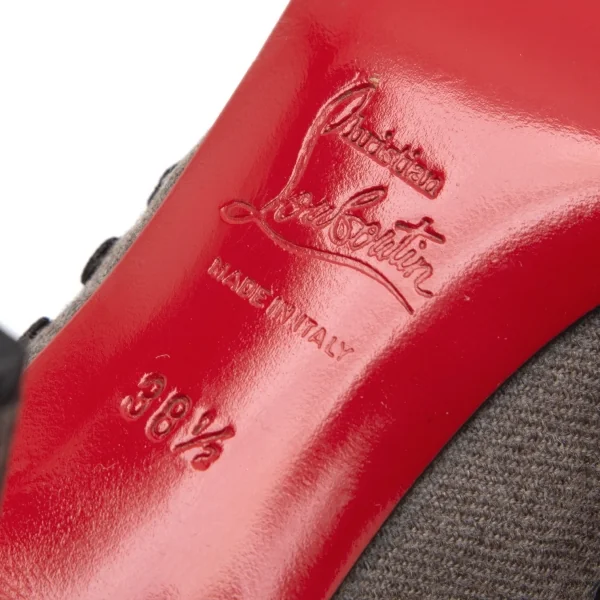 クリスチャンルブタンChristian Louboutin オープントゥ刺繍デザインパンプス グレー38 1/2(24.5) K-91565_013