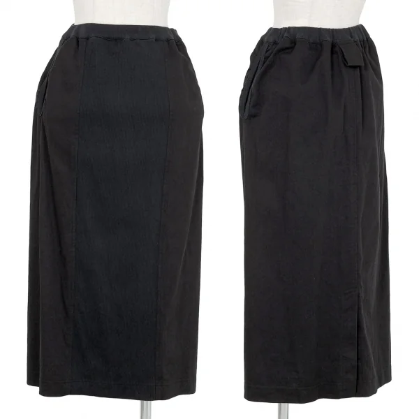 ISSEY MIYAKE Rib Front Switching Skirt Black 9 K-91580_001