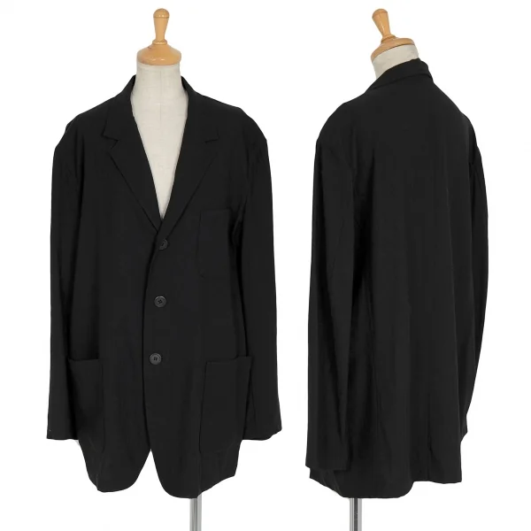 ワイズY's ストライプサマーウールパッチポケットジャケット 黒M位 K-91591_001