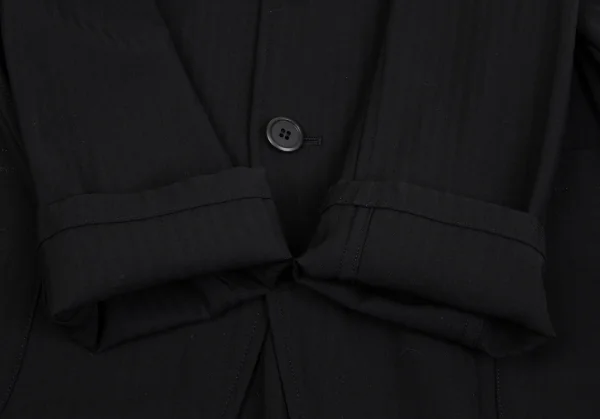 ワイズY's ストライプサマーウールパッチポケットジャケット 黒M位 K-91591_011