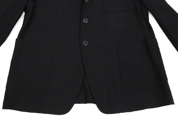 ワイズY's ストライプサマーウールパッチポケットジャケット 黒M位 K-91591_012