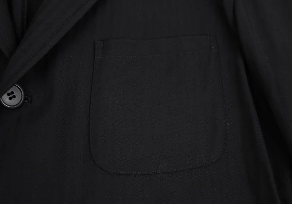 ワイズY's ストライプサマーウールパッチポケットジャケット 黒M位 K-91591_005