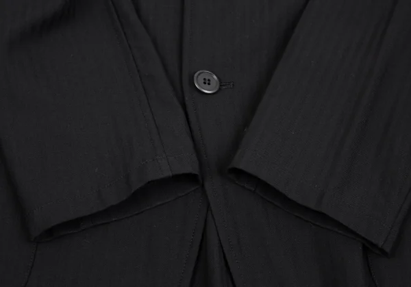 ワイズY's ストライプサマーウールパッチポケットジャケット 黒M位 K-91591_009