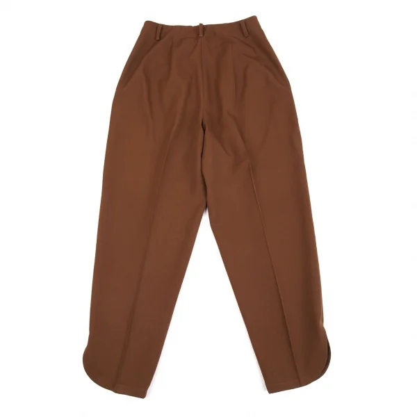 ヨウジヤマモト ファムYohji Yamamoto FEMME ウールギャバラウンドカットツータックパンツ ブラウンSS K-91603_010