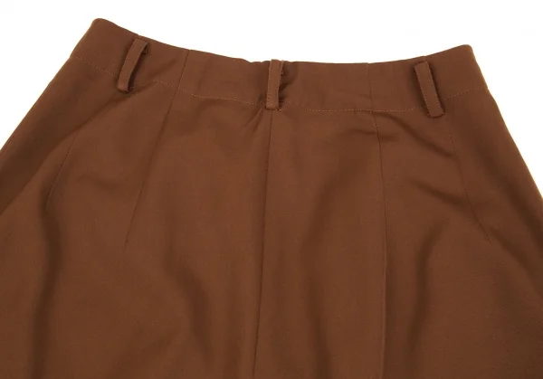 ヨウジヤマモト ファムYohji Yamamoto FEMME ウールギャバラウンドカットツータックパンツ ブラウンSS K-91603_011
