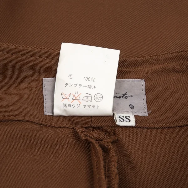 ヨウジヤマモト ファムYohji Yamamoto FEMME ウールギャバラウンドカットツータックパンツ ブラウンSS K-91603_013