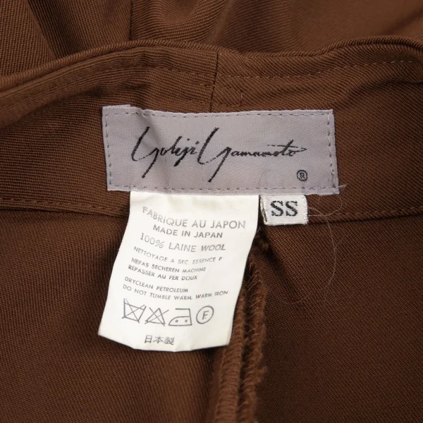 ヨウジヤマモト ファムYohji Yamamoto FEMME ウールギャバラウンドカットツータックパンツ ブラウンSS K-91603_014