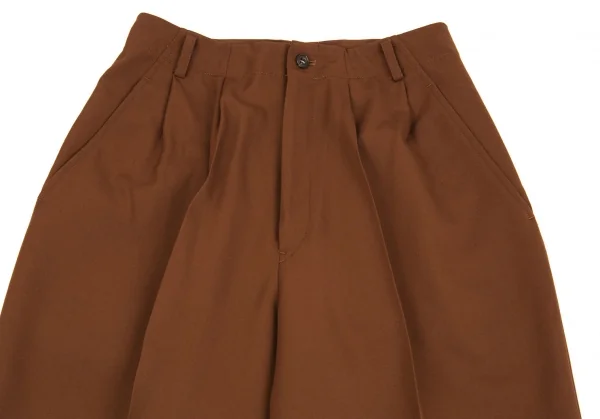 ヨウジヤマモト ファムYohji Yamamoto FEMME ウールギャバラウンドカットツータックパンツ ブラウンSS K-91603_002