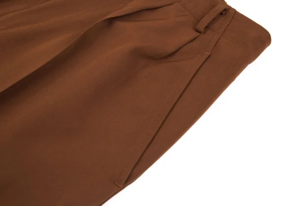 ヨウジヤマモト ファムYohji Yamamoto FEMME ウールギャバラウンドカットツータックパンツ ブラウンSS K-91603_003
