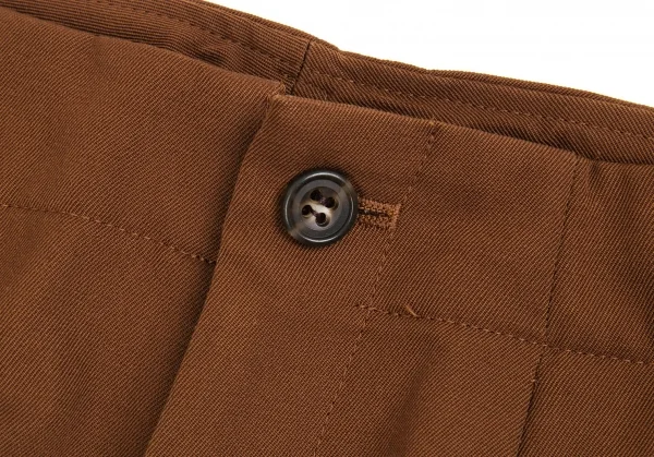 ヨウジヤマモト ファムYohji Yamamoto FEMME ウールギャバラウンドカットツータックパンツ ブラウンSS K-91603_004