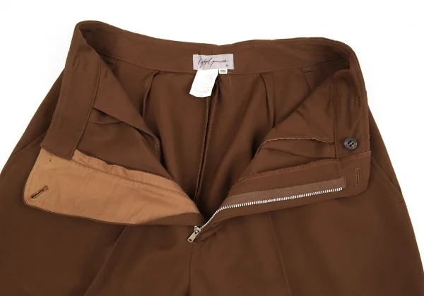 ヨウジヤマモト ファムYohji Yamamoto FEMME ウールギャバラウンドカットツータックパンツ ブラウンSS K-91603_006