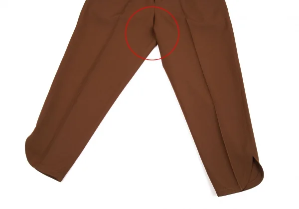 ヨウジヤマモト ファムYohji Yamamoto FEMME ウールギャバラウンドカットツータックパンツ ブラウンSS K-91603_007