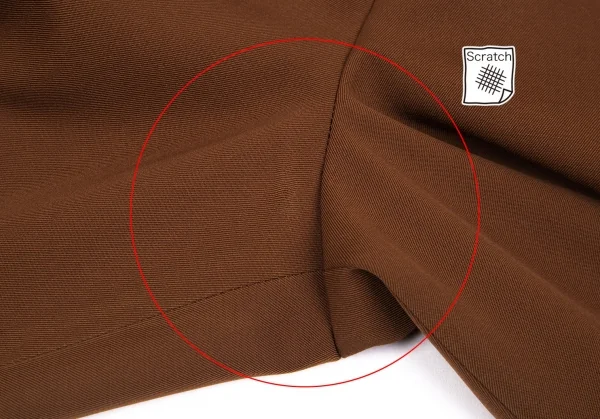 ヨウジヤマモト ファムYohji Yamamoto FEMME ウールギャバラウンドカットツータックパンツ ブラウンSS K-91603_008