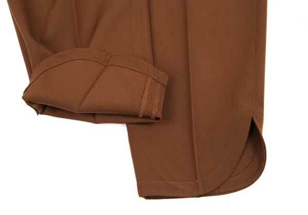 ヨウジヤマモト ファムYohji Yamamoto FEMME ウールギャバラウンドカットツータックパンツ ブラウンSS K-91603_009