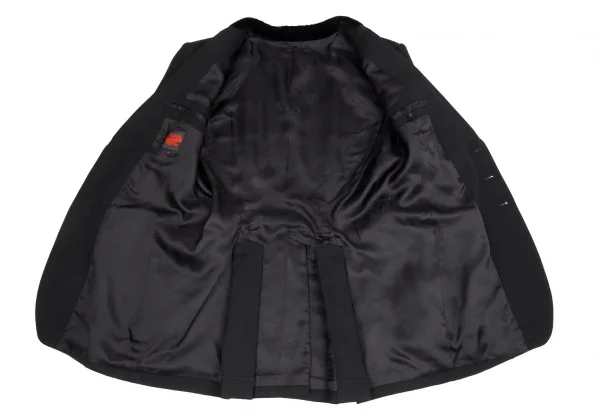 ジャンポールゴルチエJean Paul GAULTIER 裏地ミノタウロス襟ベロア切替ジャケット 黒48 K-91667_010