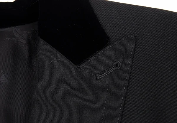 ジャンポールゴルチエJean Paul GAULTIER 裏地ミノタウロス襟ベロア切替ジャケット 黒48 K-91667_003