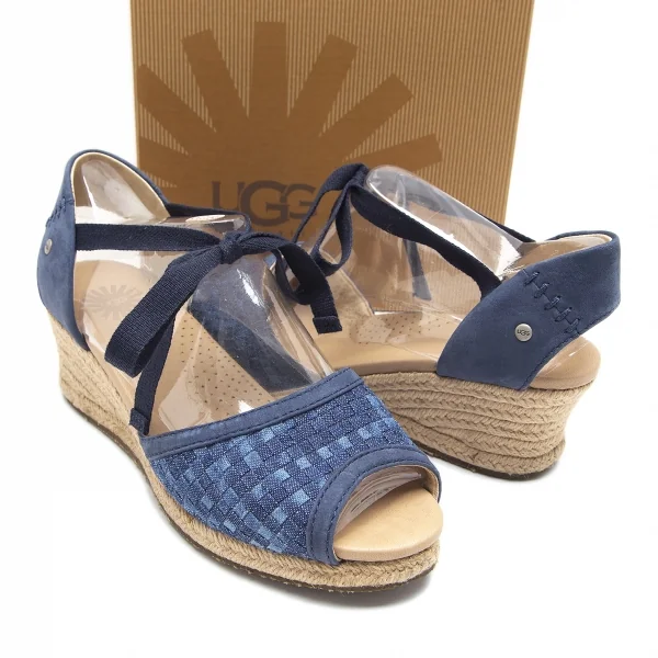 アグUGG デルマーウーブンDELMAR WOVERN ジュートウェッジソールサンダル インディゴ24 K-91710_001