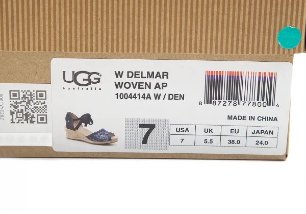 アグUGG デルマーウーブンDELMAR WOVERN ジュートウェッジソールサンダル インディゴ24 K-91710_013