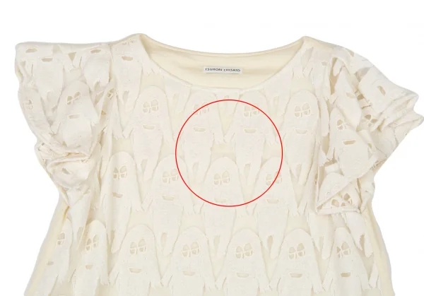 ツモリチサトTSUMORI CHISATO モンスターレースフリルスリーブチュニック アイボリー2 K-91723_003