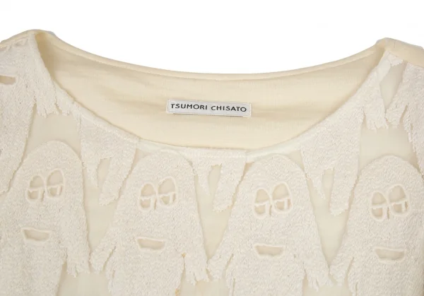 ツモリチサトTSUMORI CHISATO モンスターレースフリルスリーブチュニック アイボリー2 K-91723_005