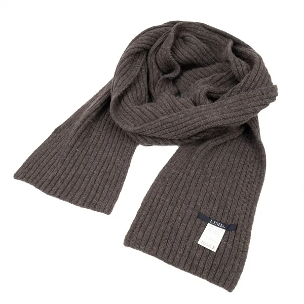 リミフゥLIMI feu リブニットロングストール 茶 K-92009_001