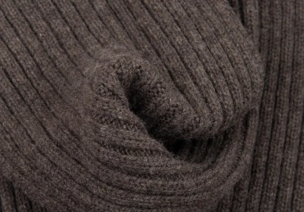 リミフゥLIMI feu リブニットロングストール 茶 K-92009_003