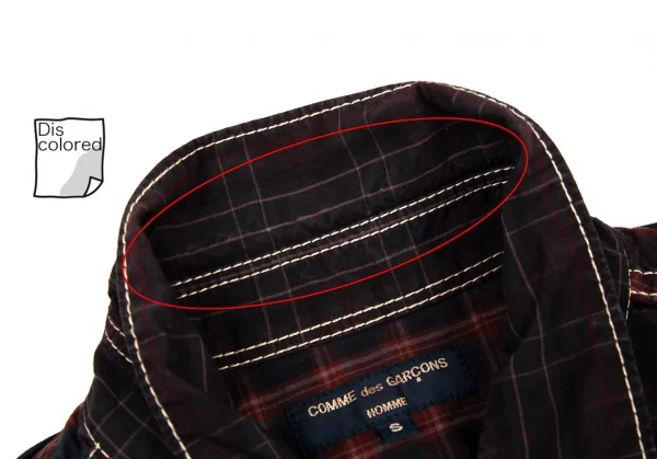 コムデギャルソン オムCOMME des GARCONS HOMME チェックパッカリング切替半袖シャツ 茶系S K-92073_004