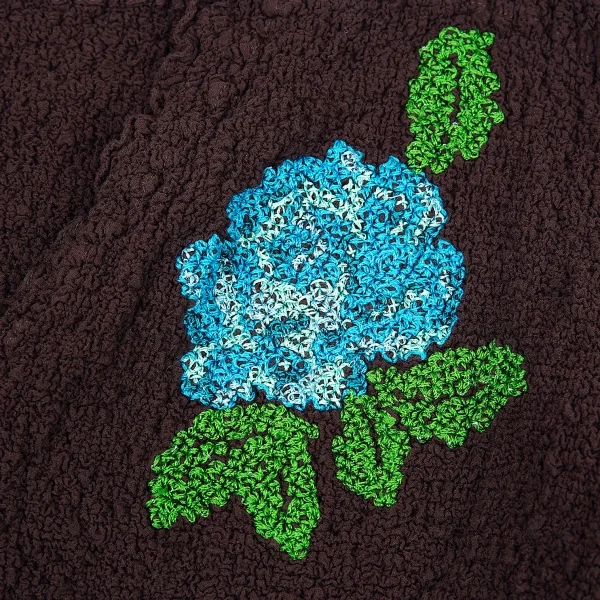 イッセイミヤケ ミーISSEY MIYAKE me フラワー刺繍カリフラワーカーディガン 茶F K-92120_004