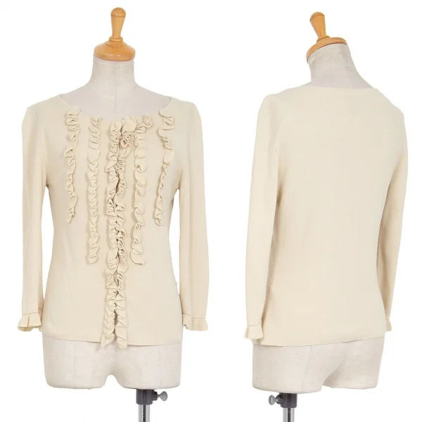 シビラSybilla コットンフリル装飾カーディガン ベージュM K-92132_001