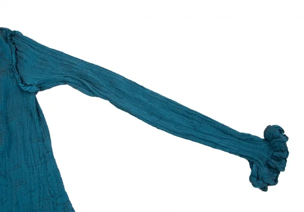 イッセイミヤケ ミーISSEY MIYAKE me スクエア刺繍シワプリーツカーディガン 水色F K-92169_006