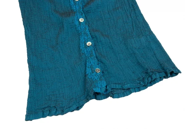 イッセイミヤケ ミーISSEY MIYAKE me スクエア刺繍シワプリーツカーディガン 水色F K-92169_008