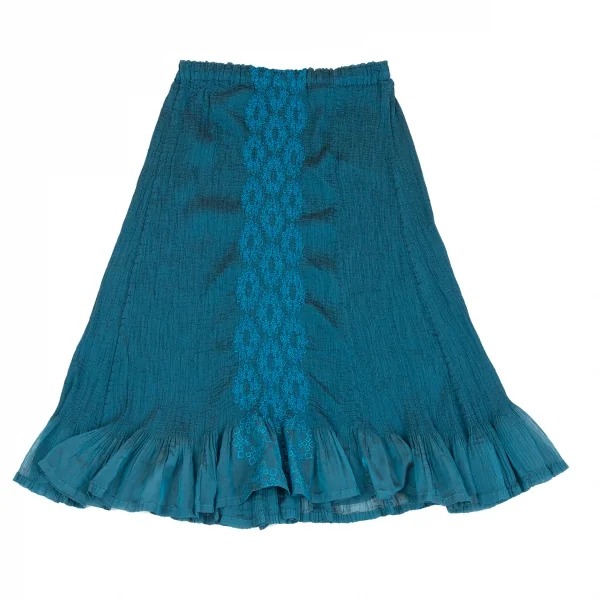 イッセイミヤケ ミーISSEY MIYAKE me スクエア刺繍消しプリーツスカート 水色F K-92170_002