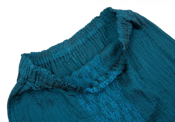 イッセイミヤケ ミーISSEY MIYAKE me スクエア刺繍消しプリーツスカート 水色F K-92170_004