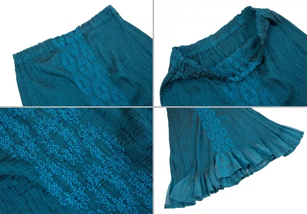 イッセイミヤケ ミーISSEY MIYAKE me スクエア刺繍プリーツセットアップ 水色F K-92171_013